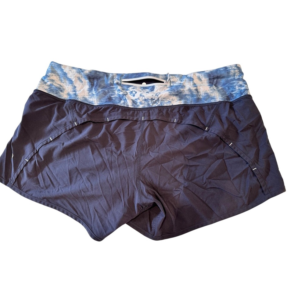 Lululemon Speed Up Running Shorts Navy Blue Tie Dye Waistband Size‎ 12 Low Rise